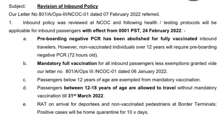 pakistan-abolished-requirement-of-pcr-test-for-fully-vaccinated